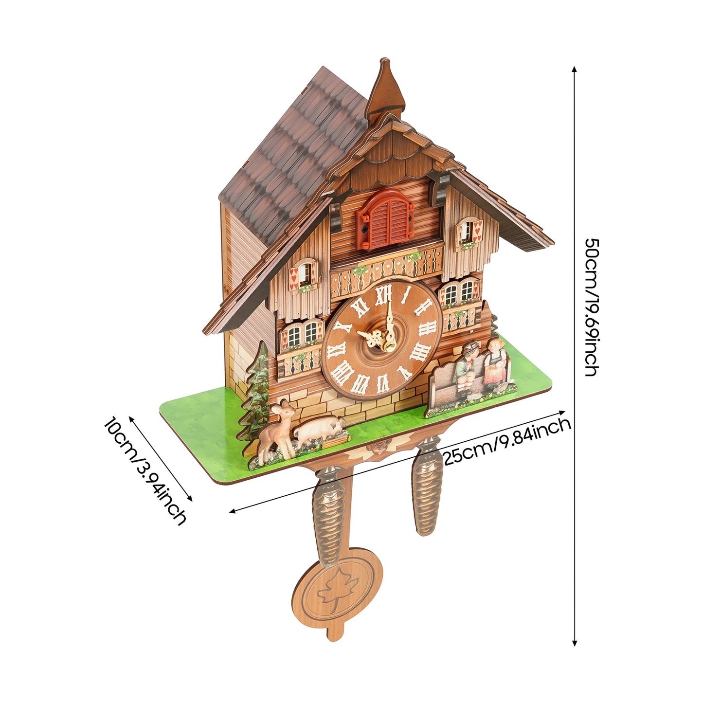 German Style Cuckoo Clock with Bird Chime Battery Operated Wall Mounted Decorative Clock for Home Living Room Bedroom Decor